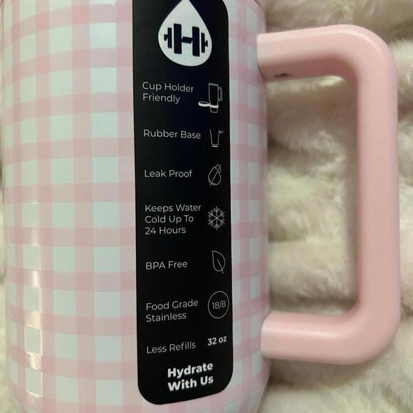 HydroJug Traveler 32 oz Pink Gingham BNWT - Picture 4 of 5